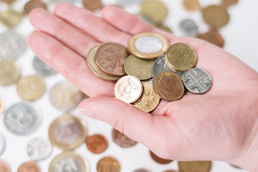 hand holding coins